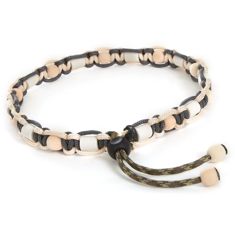 EM-Halsband mit Zirbenholzperlen - beige - athleticdog